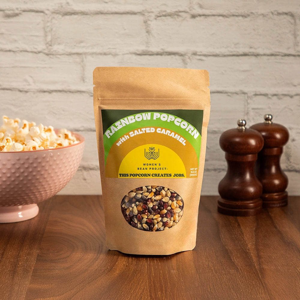 Rainbow Popcorn with Salted Caramel