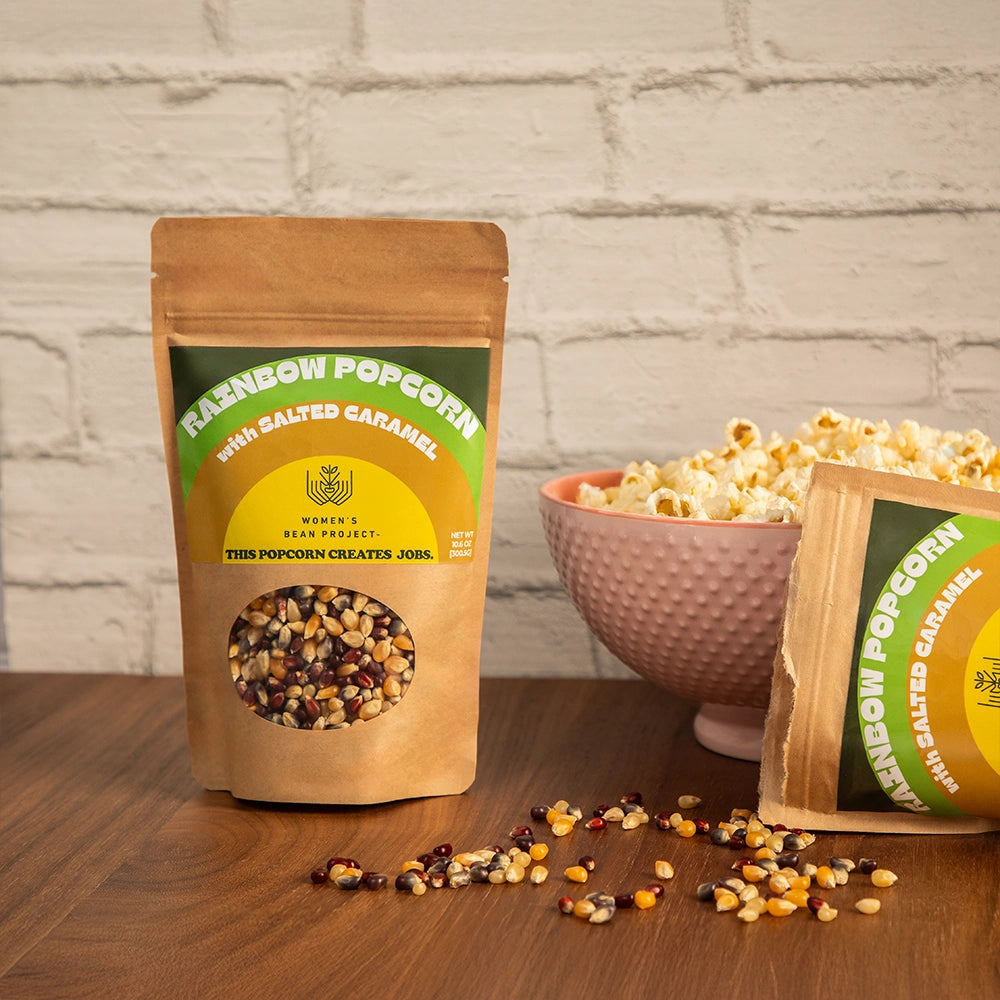 Rainbow Popcorn with Salted Caramel